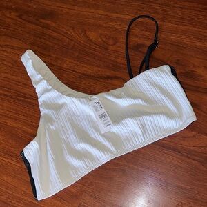 Topshop White and Black Bikini Top size 14 BNWT